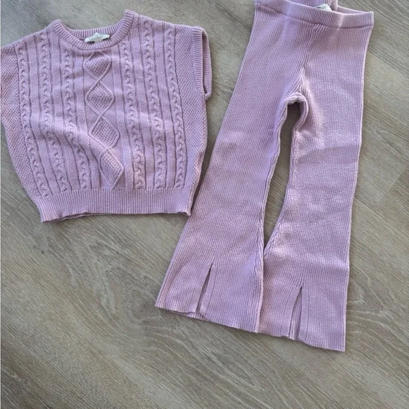 Jessica Simpson Pink Cable Knit Sweater and Pants Set - Picture 2 of 4